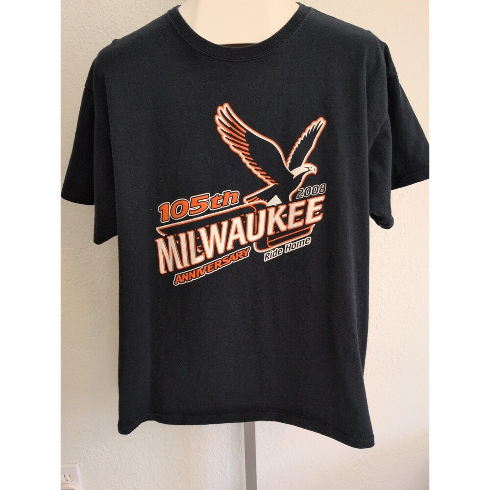 105th Anniversary 2008 Milwaukee Ride Home Shirt Mens XL Eagle Biker Cheer's Pub